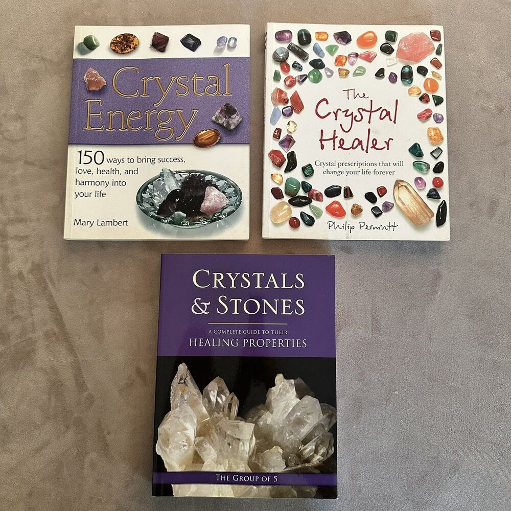 Lot Of 3 Crystal & Stones Books Holistic Natural Energy And Healing Softcover